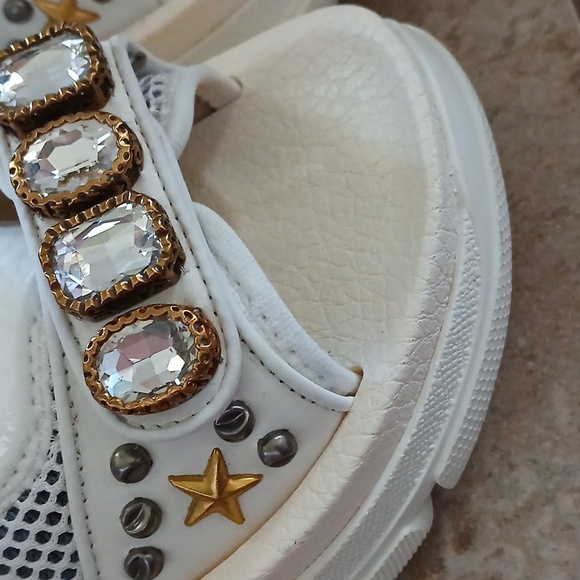 Gucci Leather and mesh sandal with crystals size 39 - Picture 7 of 11
